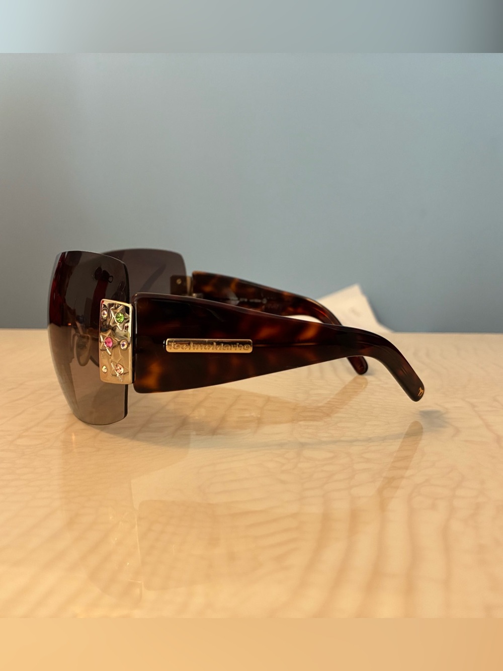 Technomarine Tortoiseshell Sunglasses with Gold Accents and Brown Lenses